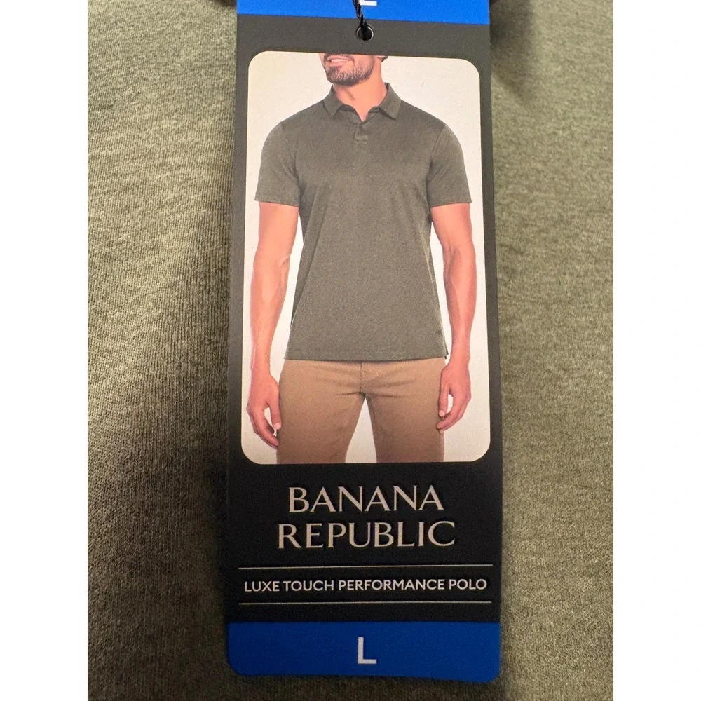 Banana Republic NWT Luxe Touch Performance Mens Olive Green Polo -Large